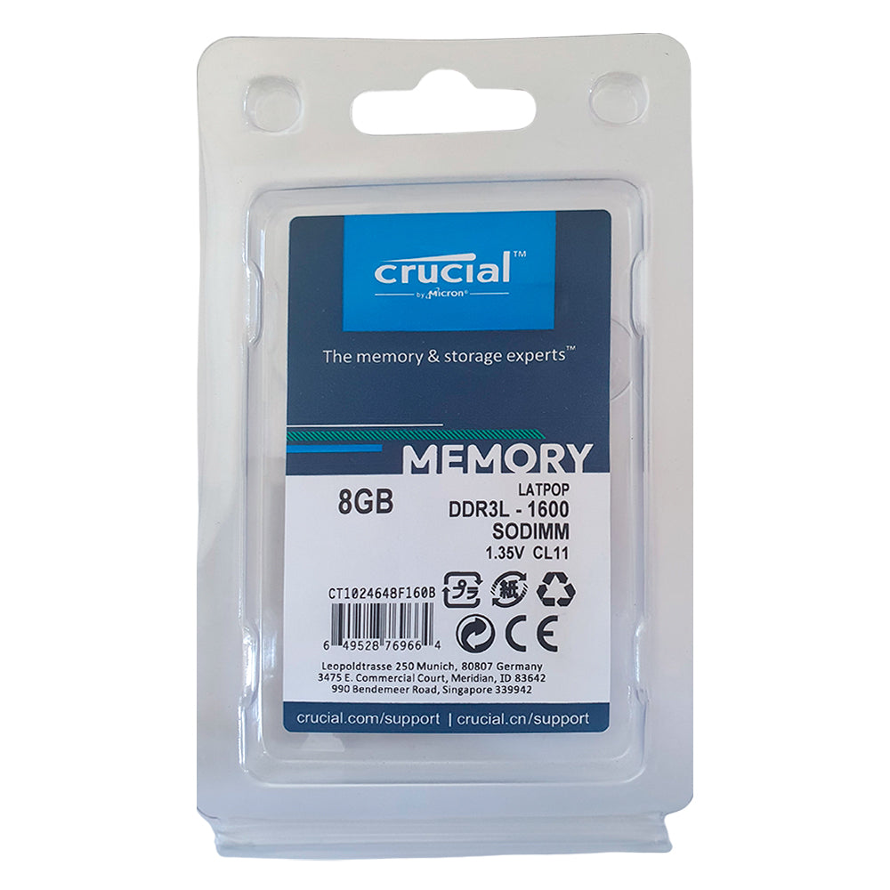 Memória Ram Notebook 8GB DDR3L 1600Mhz Crucial